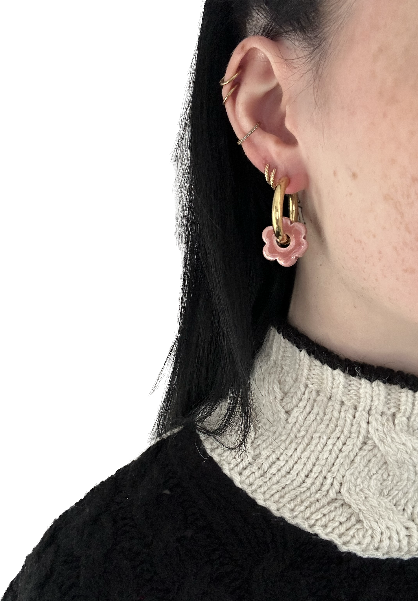 Boucles d'oreilles personnalisables - fleurs en céramique 🇫🇷